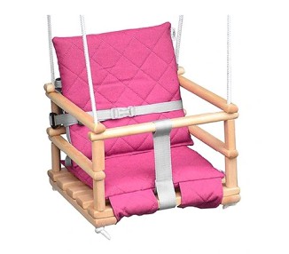 Huśtawka Samba Classic drewniana z poduszką Kolor Różowy