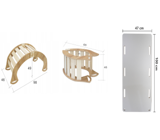 Bujak Drewniany Kolor Dębowy mod. C 4w1 Rozm.L Montessori zjeżdżalnia ściana deska balansująca