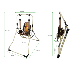 Zestaw set 4w1 Huśtawka dla dzieci + krzesełko, tacka, pałąk stabilizujący Tukan