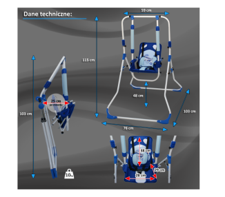 Zestaw set 4w1 Huśtawka dla dzieci + krzesełko, tacka, pałąk stabilizujący Samolot