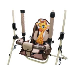 Zestaw set 4w1 Huśtawka dla dzieci + krzesełko, tacka, pałąk stabilizujący Żyrafa