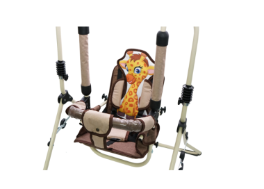 Zestaw set 4w1 Huśtawka dla dzieci + krzesełko, tacka, pałąk stabilizujący Żyrafa