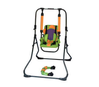 Zestaw set 4w1 Huśtawka dla dzieci + krzesełko, tacka, pałąk stabilizujący Motyl