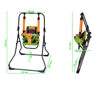 Zestaw set 4w1 Huśtawka dla dzieci + krzesełko, tacka, pałąk stabilizujący Kwiatek