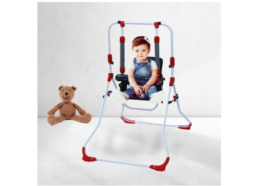 Zestaw set 4w1 Huśtawka dla dzieci + krzesełko, tacka, pałąk stabilizujący Sowa