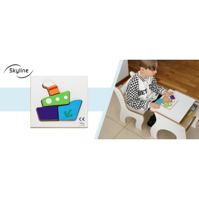 Puzzle Układanka Montessori drewniana - Statek