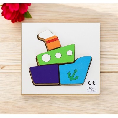 Puzzle Układanka Montessori drewniana - Statek