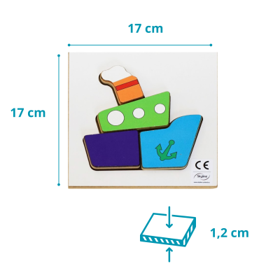 Puzzle Układanka Montessori drewniana - Statek