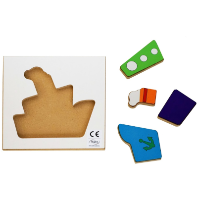 Puzzle Układanka Montessori drewniana - Statek