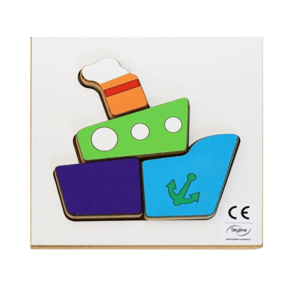 Puzzle Układanka Montessori drewniana - Statek