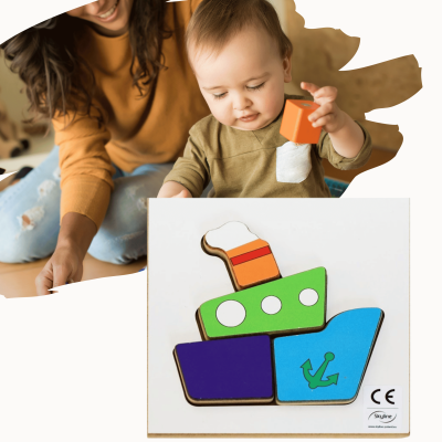 Puzzle Układanka Montessori drewniana - Statek