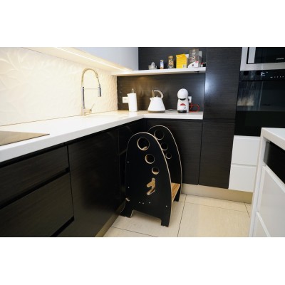Pomocnik Kuchenny - Podest 2 w 1 Uniwersalny dla dzieci i dorosłych - MODERN - czarno-drewniany