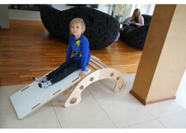Bujak Drewniany mod. A 4w1 XL Montessori zjeżdżalnia ściana deska balansująca