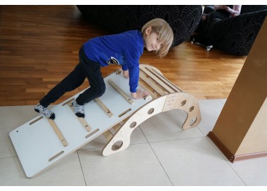 Bujak Drewniany mod. A 4w1 XL Montessori zjeżdżalnia ściana deska balansująca