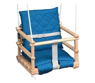Huśtawka drewniana z poduszką Kolor Niebieski